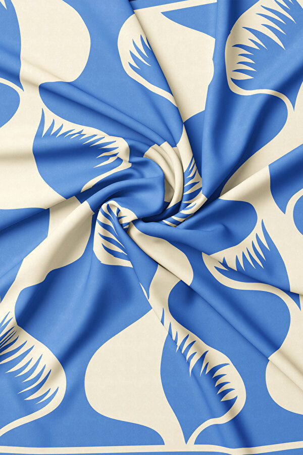 ECRU GEOMETRIC DESIGN TWILL SCARF 2