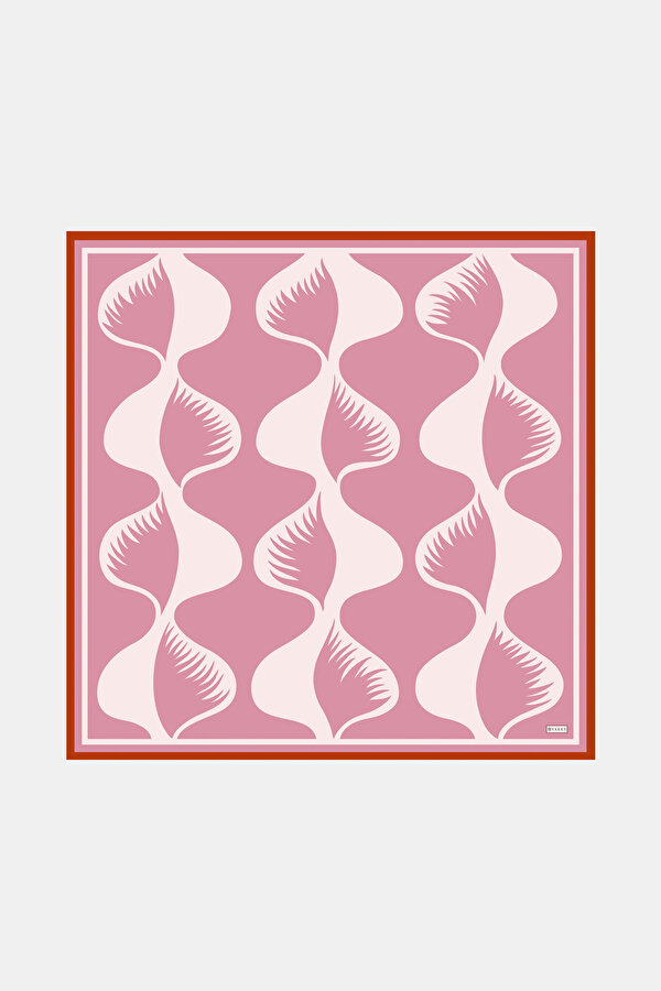 PINK GEOMETRIC DESIGN TWILL SCARF