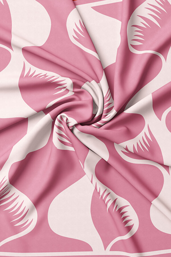 PINK GEOMETRIC DESIGN TWILL SCARF 2