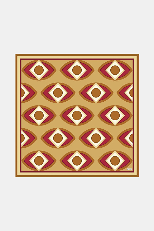CAMEL GEOMETRIC DESIGN TWILL SCARF