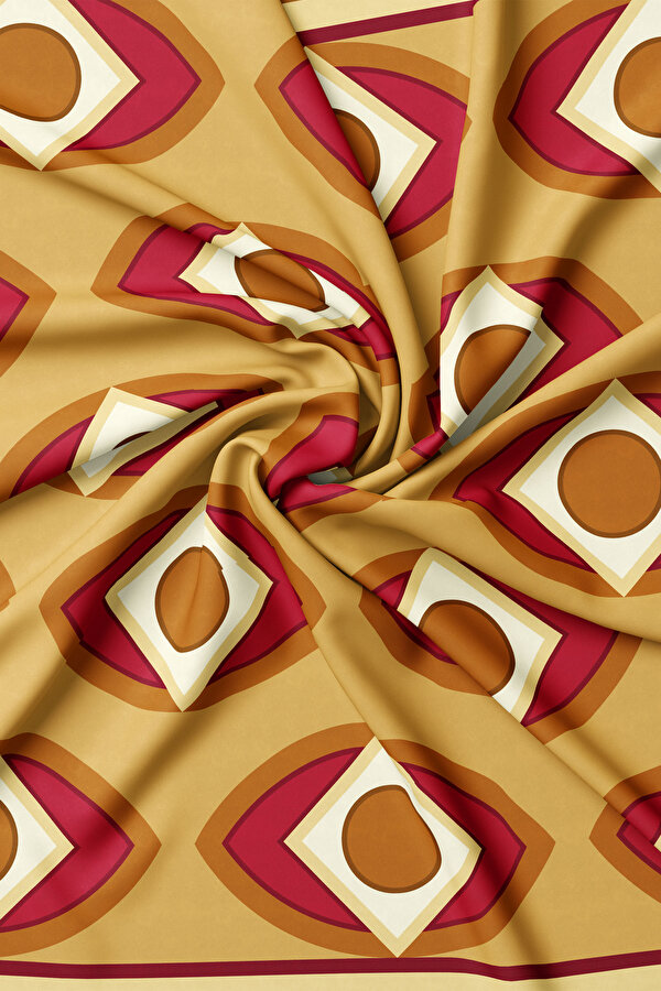 CAMEL GEOMETRIC DESIGN TWILL SCARF 2