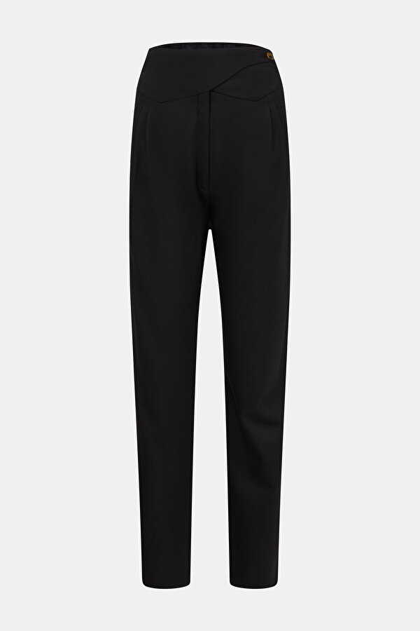 BLACK STRAIGHT CUT WOOL TROUSERS
