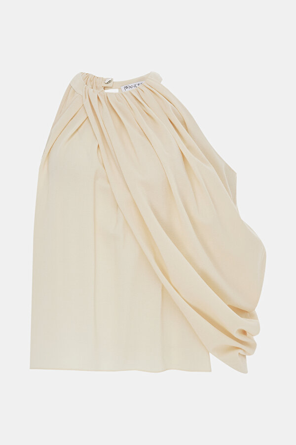 CREAM SLEEVELESS SUSPENDER BLOUSE