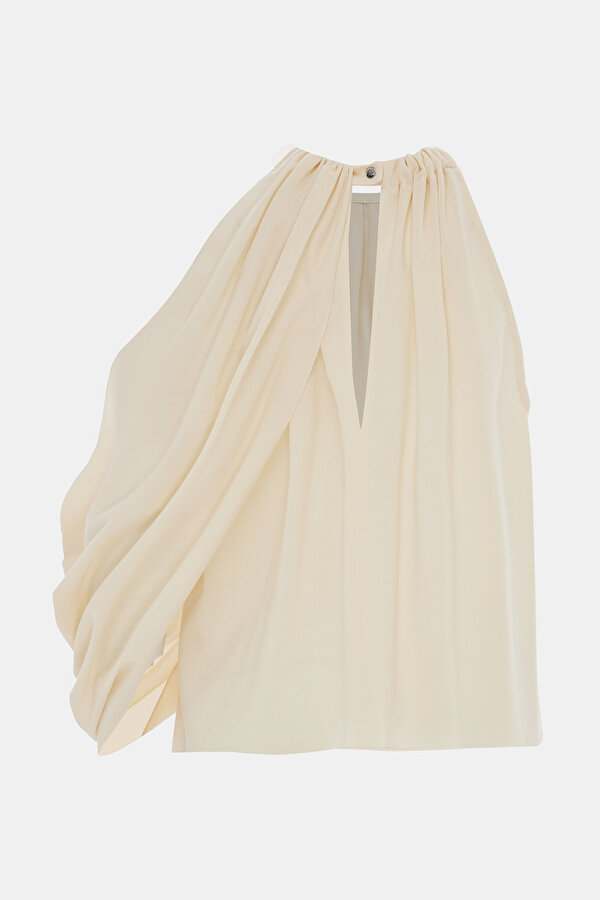 CREAM SLEEVELESS SUSPENDER BLOUSE 2
