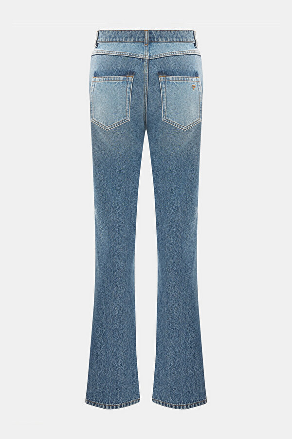 CLOSE FIT BLUE STRAIGHT CUT TROUSERS 2
