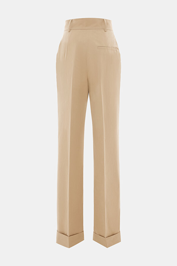 CLOSE FIT LIGHT BROWN STRAIGHT CUT TROUSERS 2