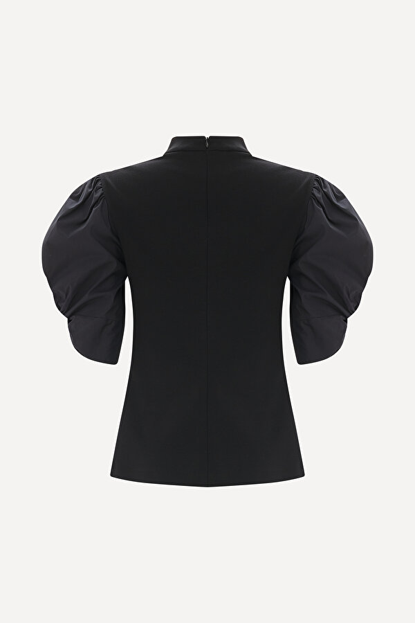 BLACK CLEAVAGE SHORT SLEEVE BLOUSE 2