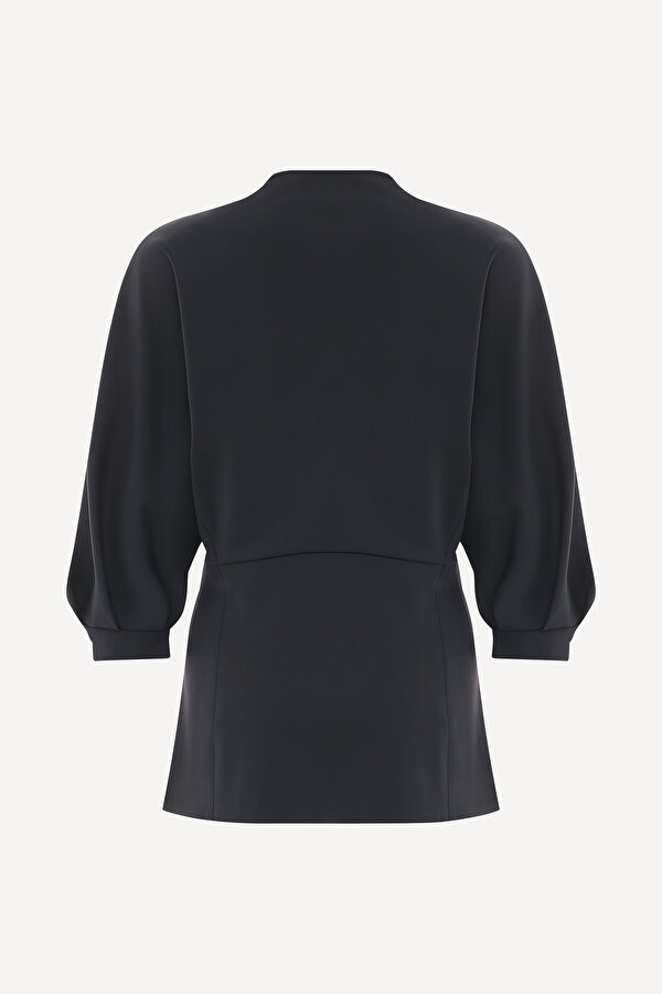 NAVY BLUE WRAP 3/4 SLEEVES BLOUSE 2