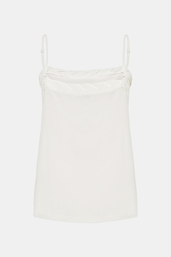 ECRU CLEAVAGE SLEEVELESS SUSPENDER BLOUSE 2