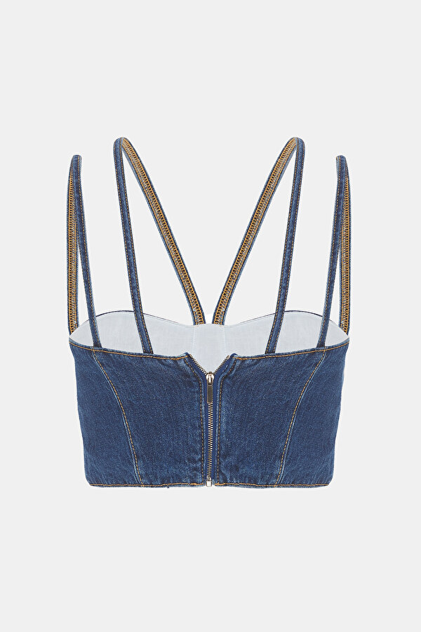 BLUE SLEEVELESS SUSPENDER BLOUSE 2