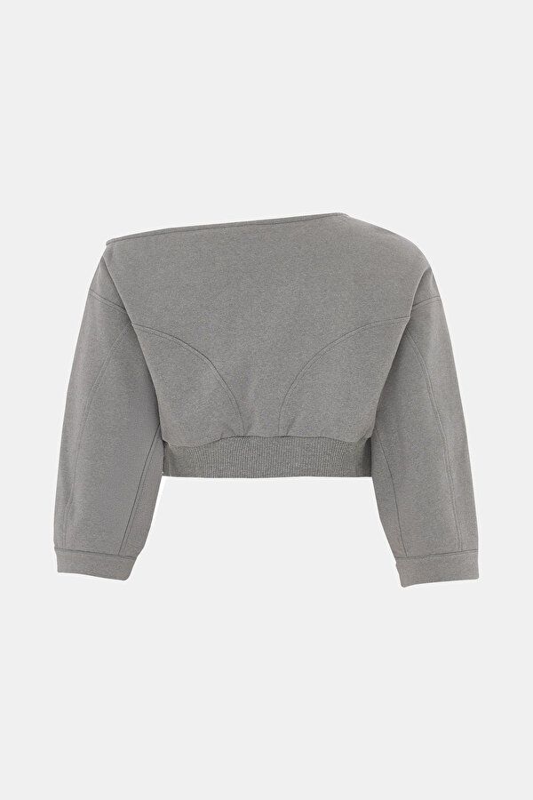 LIGHT GREY BOAT NECK SWEATSHIRT 2