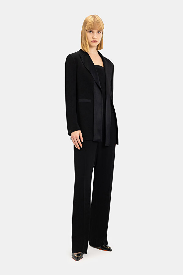 BLACK WIDE LEG TROUSERS
