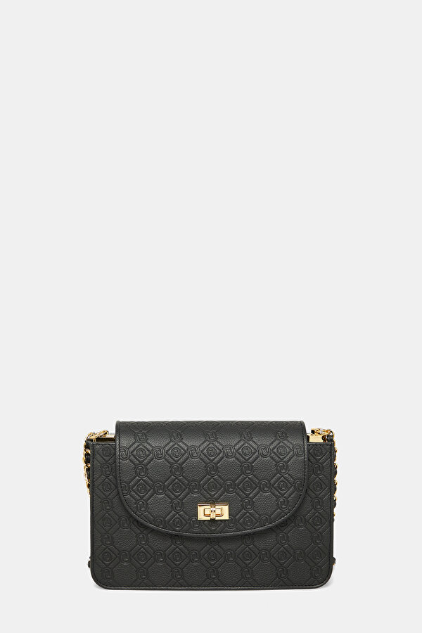 BLACK MONOGRAM LEATHER BAG