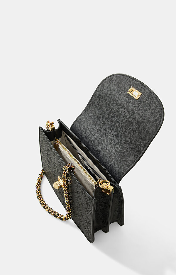 BLACK MONOGRAM LEATHER BAG 7