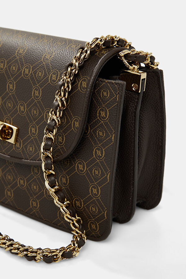 BEIGE MONOGRAM LEATHER BAG 6