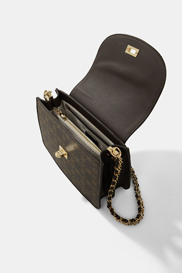 BEIGE MONOGRAM LEATHER BAG 7