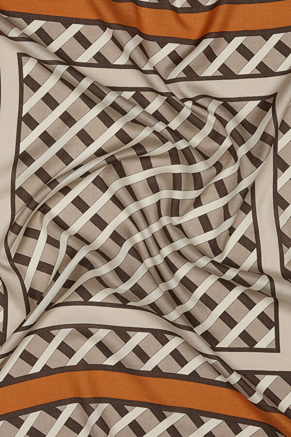 VİZON GEOMETRİK DESENLİ VUAL İPEK EŞARP 2