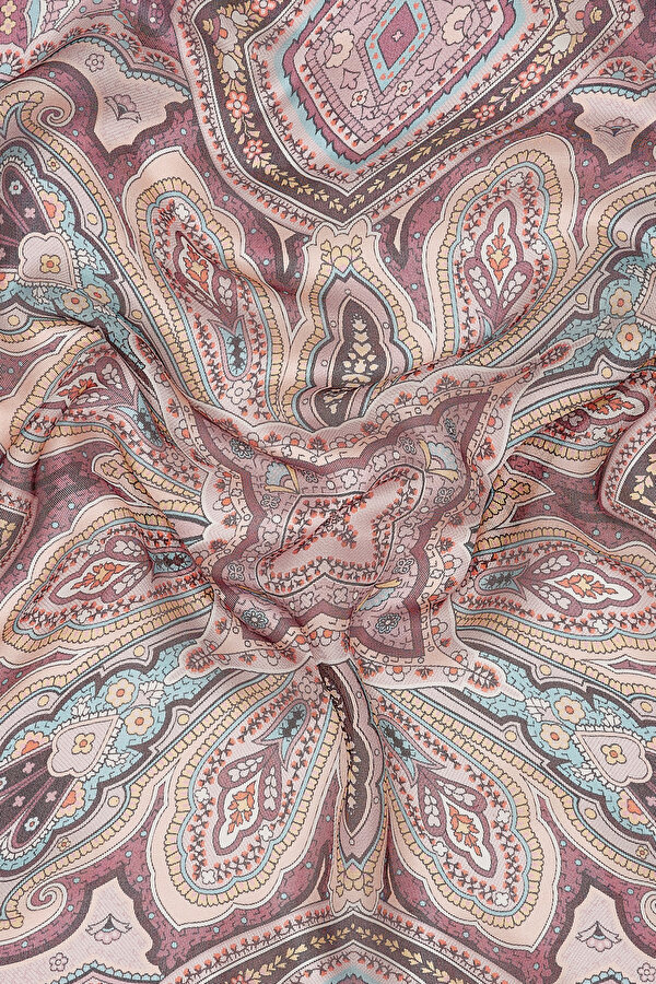PEMBE ŞAL DESENLİ ETAMİN VUAL EŞARP 2