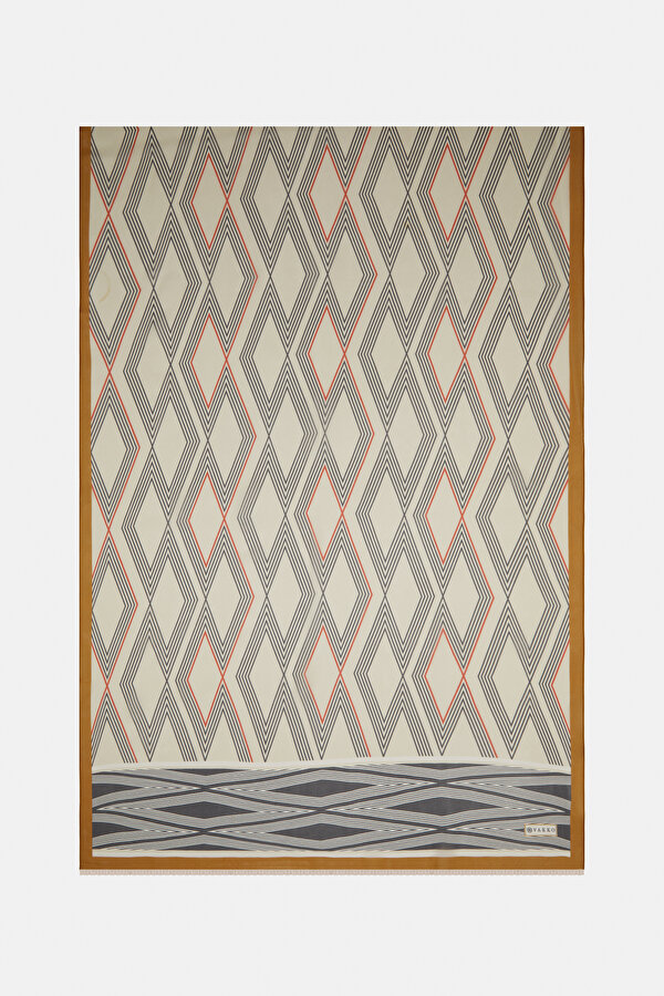 ECRU GEOMETRIC DESIGN VOILE SHAWL