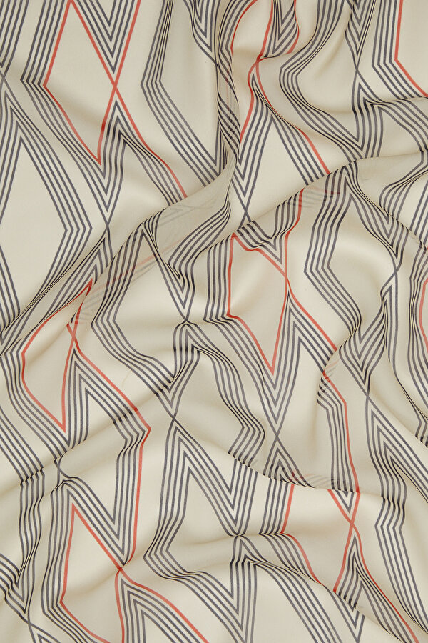 ECRU GEOMETRIC DESIGN VOILE SHAWL 2
