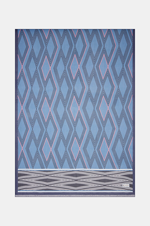 BLUE GEOMETRIC DESIGN VOILE SHAWL