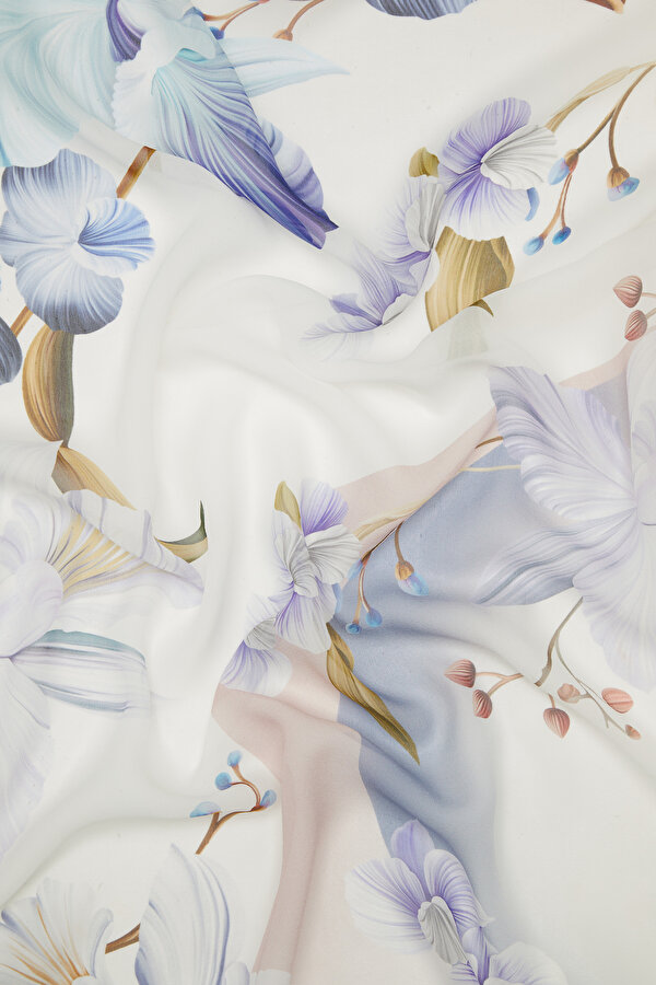 BLUE FLORAL PATTERN VOILE SHAWL 2