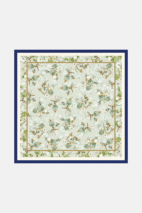 LIGHT GREEN FLORAL PATTERN TWILL BANDANA