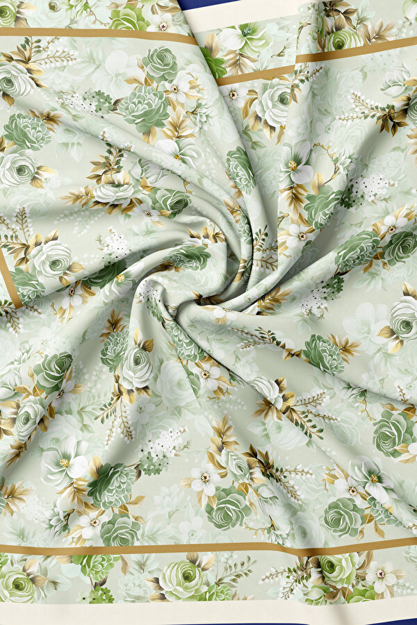 LIGHT GREEN FLORAL PATTERN TWILL BANDANA 2