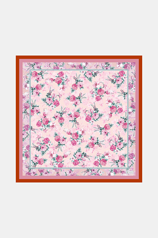 PINK FLORAL PATTERN TWILL BANDANA