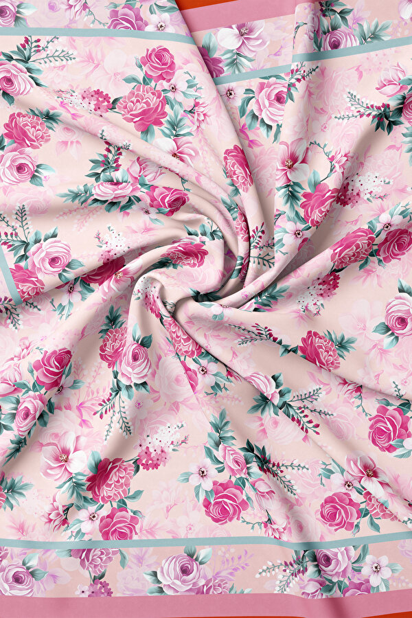 PINK FLORAL PATTERN TWILL BANDANA 2