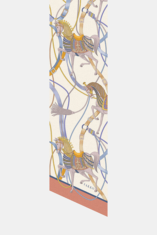 SILVER ANIMAL FIGURED TWILL FOULARD