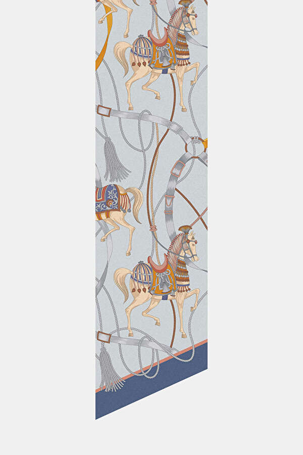 SILVER ANIMAL FIGURED TWILL FOULARD 2