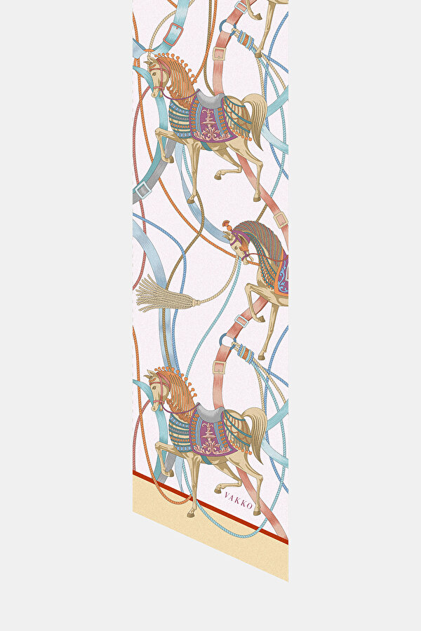 PINK ANIMAL FIGURED TWILL FOULARD