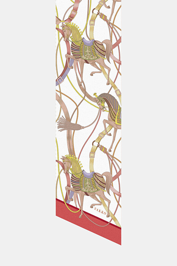 ORANGE ANIMAL FIGURED TWILL FOULARD