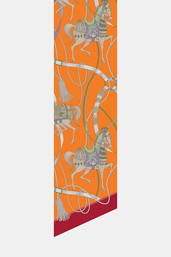ORANGE ANIMAL FIGURED TWILL FOULARD 2