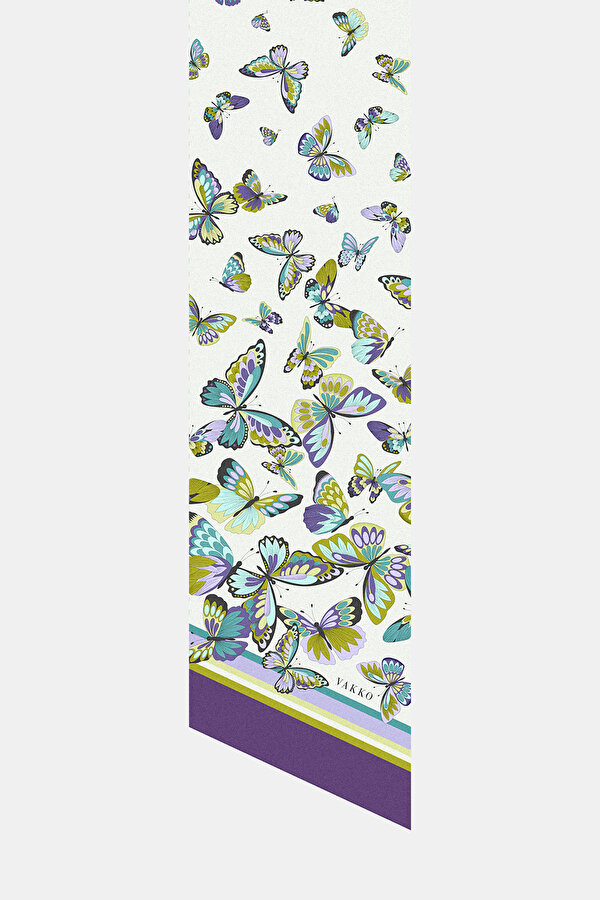 LIGHT GREEN ANIMAL FIGURED TWILL FOULARD