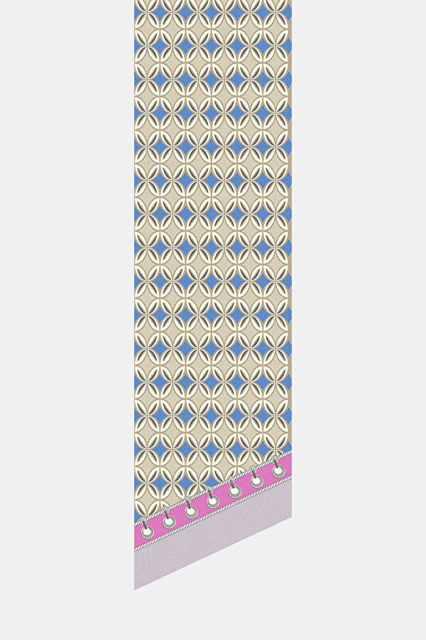 BEIGE GEOMETRIC DESIGN TWILL FOULARD 2