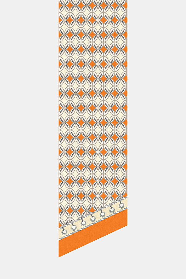 LIGHT YELLOW GEOMETRIC DESIGN TWILL FOULARD 2