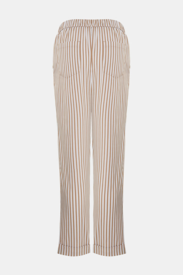 ECRU STRIPED SKINNY LEG TROUSERS 6