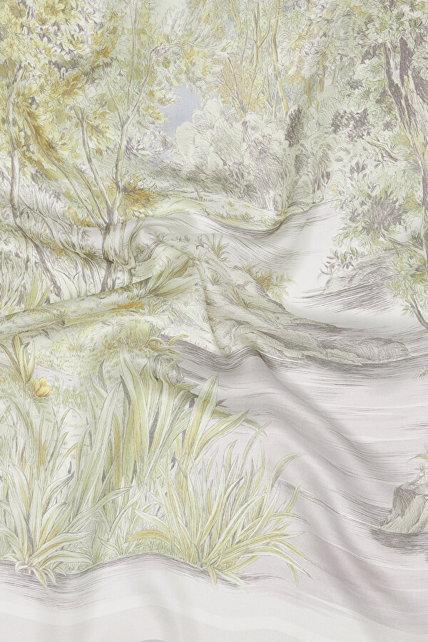 WATER GREEN VIEW DESIGN ETAMIN VOILE SHAWL 2