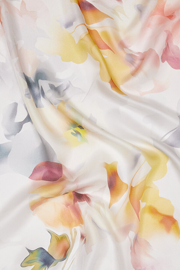 SILVER FLORAL PATTERN ETAMIN VOILE SHAWL 2