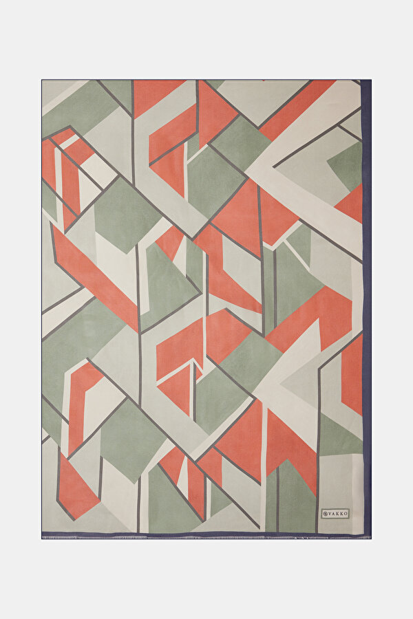 LIGHT GREEN GEOMETRIC DESIGN VOILE SHAWL