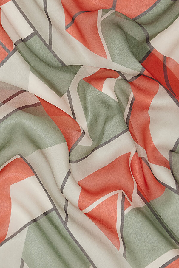 LIGHT GREEN GEOMETRIC DESIGN VOILE SHAWL 2