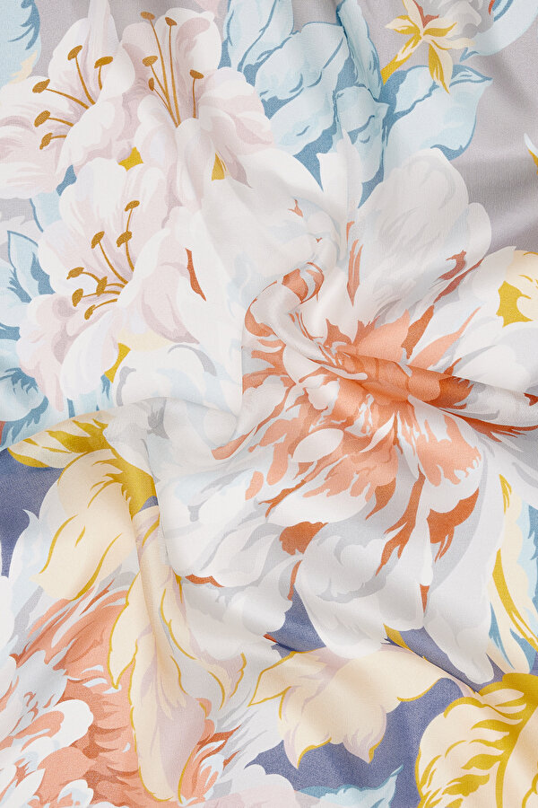 SILVER FLORAL PATTERN ETAMIN VOILE SHAWL 2