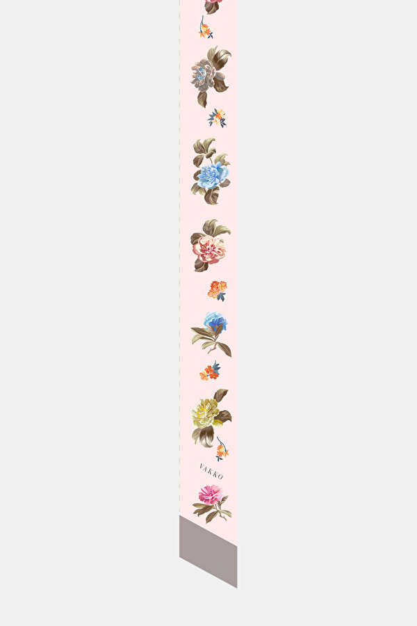 PINK FLORAL PATTERN TWILL FOULARD
