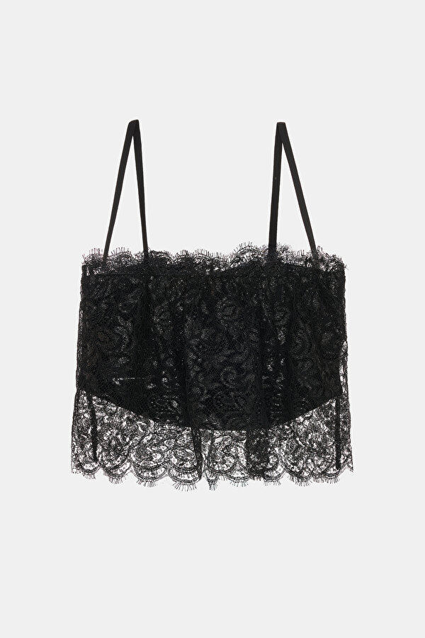 BLACK CLEAVAGE SLEEVELESS SUSPENDER BLOUSE
