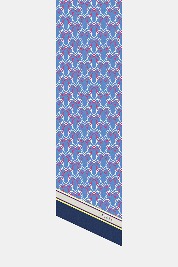 BLUE STRIPED PATTERNED TWILL FOULARD