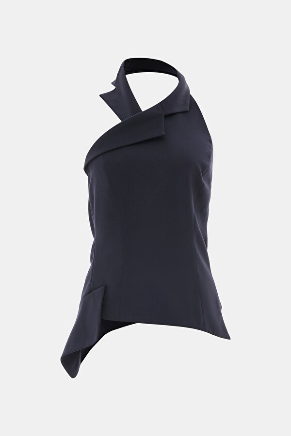 NAVY BLUE SLEEVELESS SUSPENDER BLOUSE