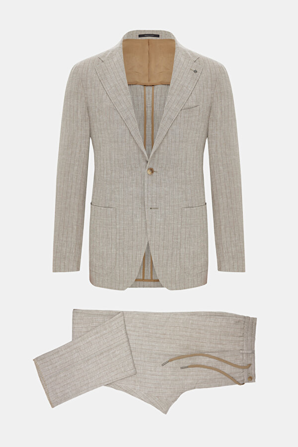BEIGE LINEN WOOL SUIT