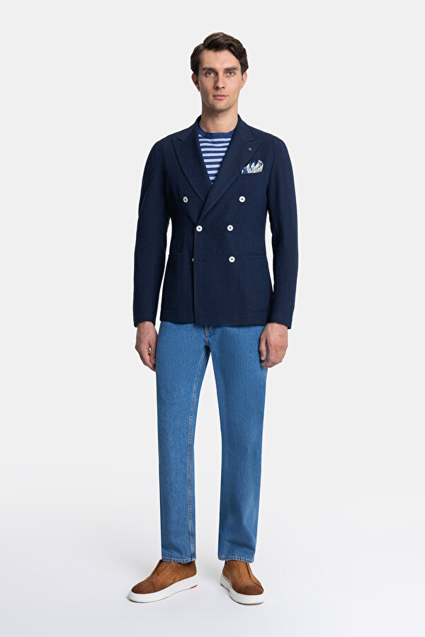 NAVY BLUE SURPLICE NECKLINE (CROSS-OVER NECKLINE) JACKET